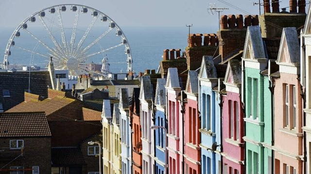 Sussex colourful houses and Ferris Wheel